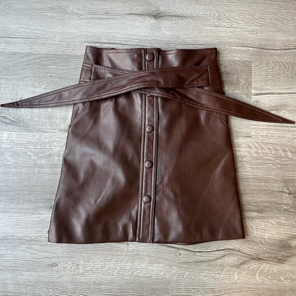 Urban Outfitters Brown Button Down Tie Front Skirt